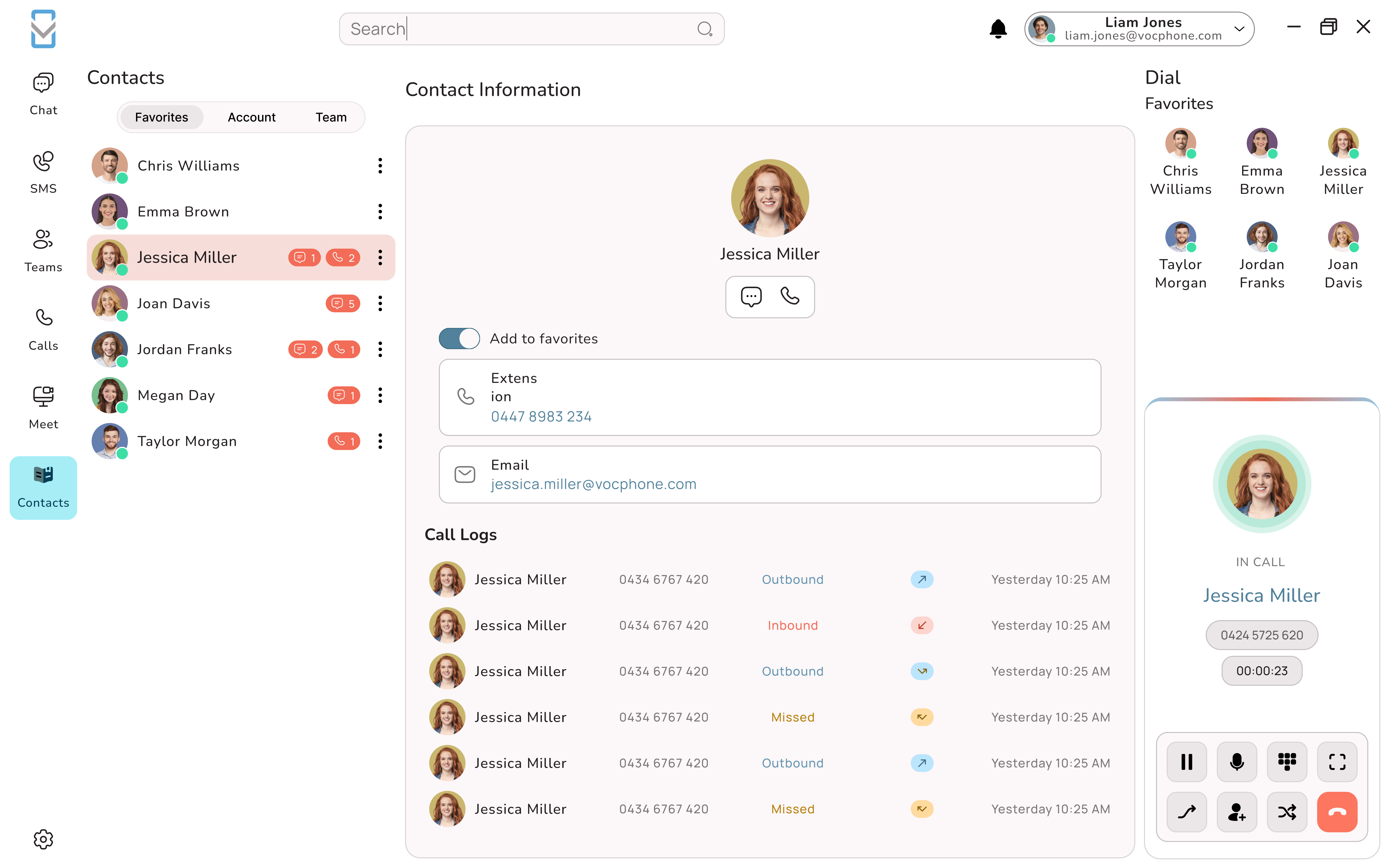 Uniden Voice Over Cloud desktop app - Minimised in-call overlay